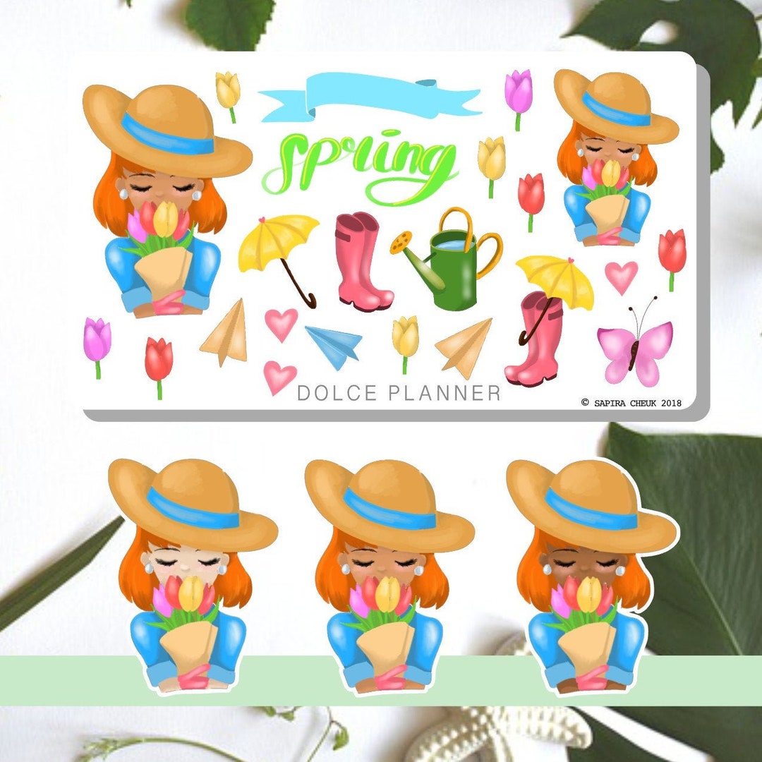 Spring Tulip, Garden, Spring Rain, Girl Planner and Journal Stickers - Etsy