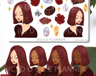 Scorpio Zodiac Astrology Planner and Journal Stickers