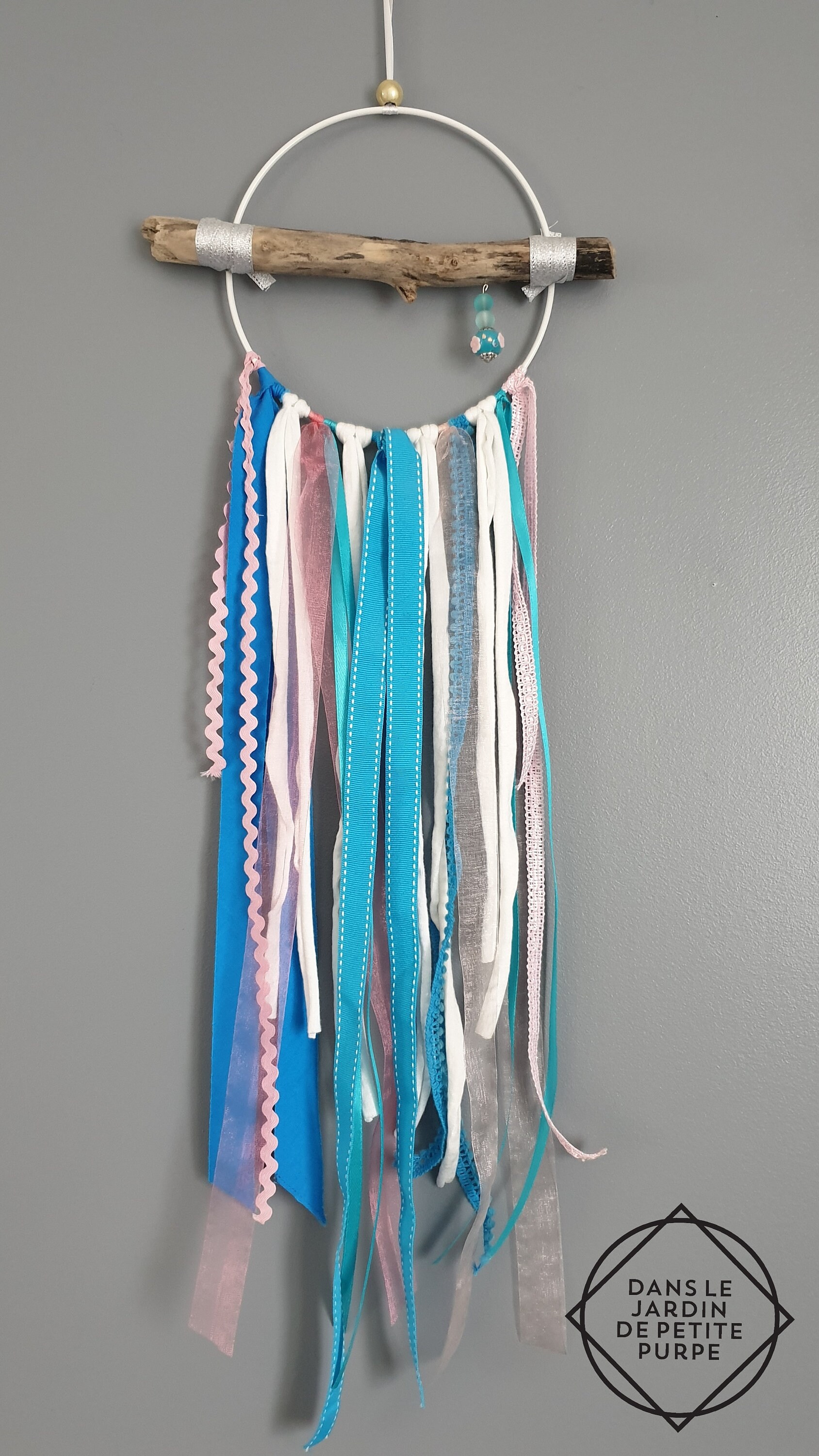 Attrape Rêves Dreamcatcher - Macramé Décoration Murale Bohème, Ethnique, Fait Main Mariage Japan Blu