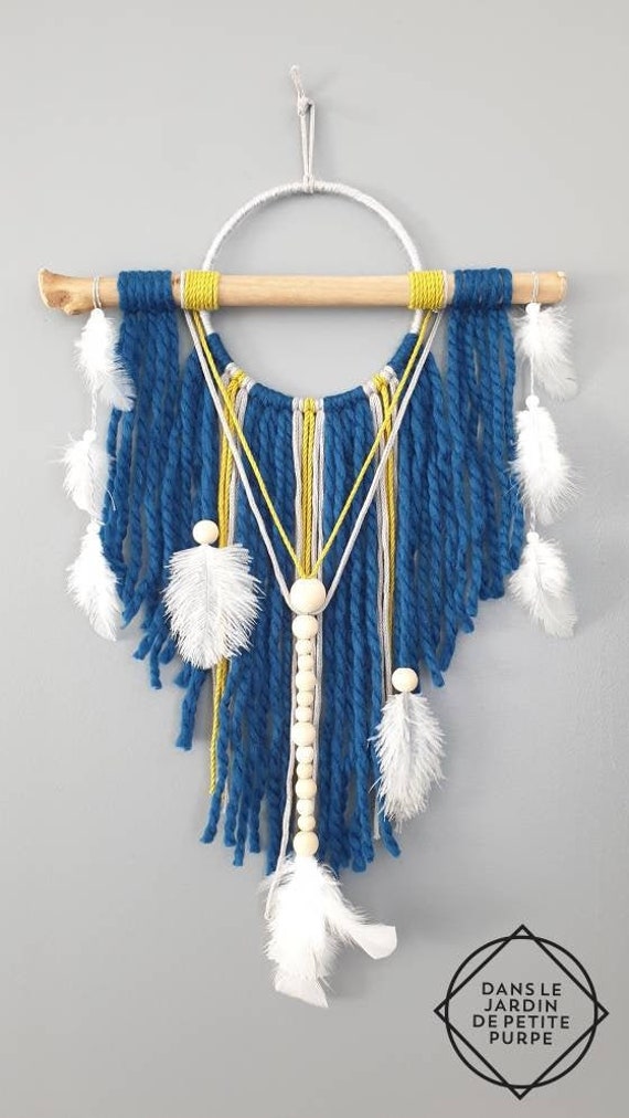 Attrape Rêves Dreamcatcher - Macramé Décoration Murale Bohème, Ethnique, Fait Main Mariage Petra