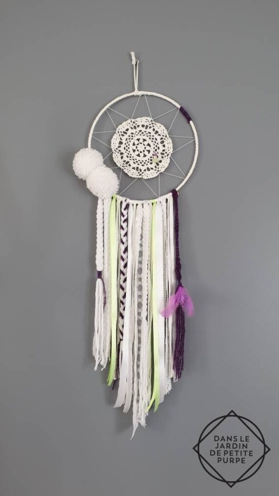 Attrape Rêves Dreamcatcher - Macramé Décoration Murale Bohème, Shabby Chic, Fait Main Mariage Lady B