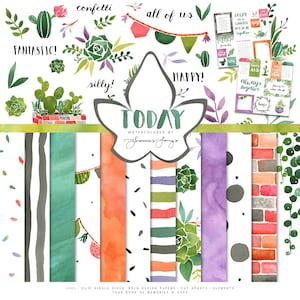 Tu libro de recuerdos • Colección de papeles de hoy • Papel para álbum de recortes con cactus y suculentas