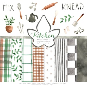 Collection pour la cuisine Your Book of Memories + cartes de recettes et feuille d'autocollants • Papier à recettes de scrapbooking moderne