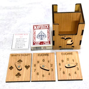 Euchre Box Set with Deck of Cards, Custom Box Front Cut-Out