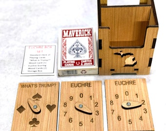Euchre Box Set with Deck of Cards, Custom Box Front Cut-Out
