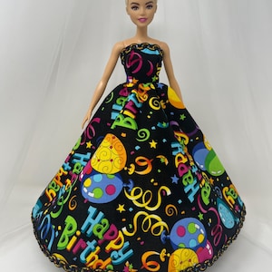 Birthday Doll Dress-11.5&quot; Doll Clothes-Elegant Birthday Dress- Birthday Balloon Dress-Birthday Party Dress-Unique Gifts for Kids