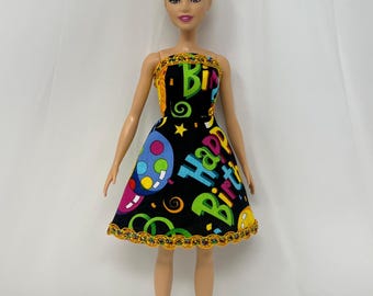 Birthday Balloon Print Doll Dress - Fits 11.5" Fashion Dolls