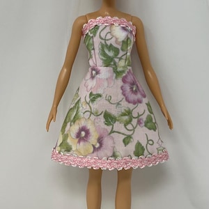 Pink Floral Doll Dress: 11.5&quot; Doll Clothes, Spring Easter Outfit