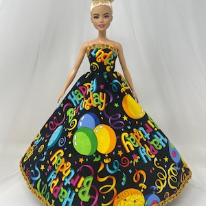 Birthday Doll Dress: 11.5&quot; Fashion Doll Clothes, Party Balloon Design