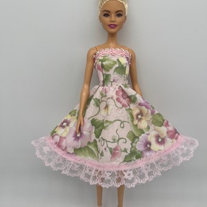 Easter Doll Dress-11.5&quot; Doll Clothes-Pink Floral Doll Dress-Dainty Doll Dress-Spring Flower Dress-Easter Dress-Affordable Doll Clothes