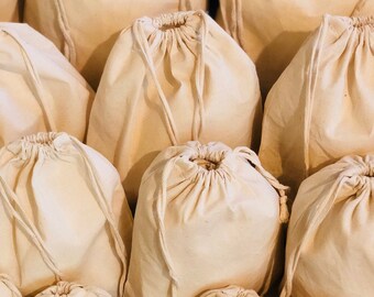 8/"x12/" Cotton Canvas Double Drawstring Muslin Bags Natural Color