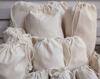 High Quality Fabric. Premium Quality Cotton Storage and Packaging Bags 12x16 Inches Cotton Double Drawstring Muslin Bags