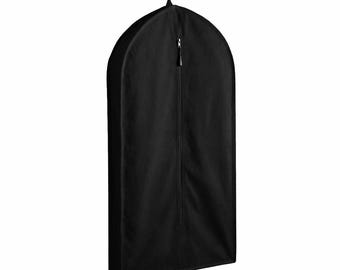 Zippered Garment Bag - Black Cotton Garment Bag for Travel and Storage - Perfect for Suits, Dresses and All Your Wardrobe Essentials