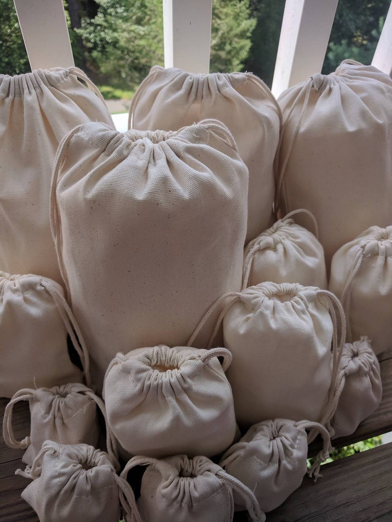 4x6 inches Double Drawstring Cotton Muslin Bags *Nice QUALITY* Choose Quantities