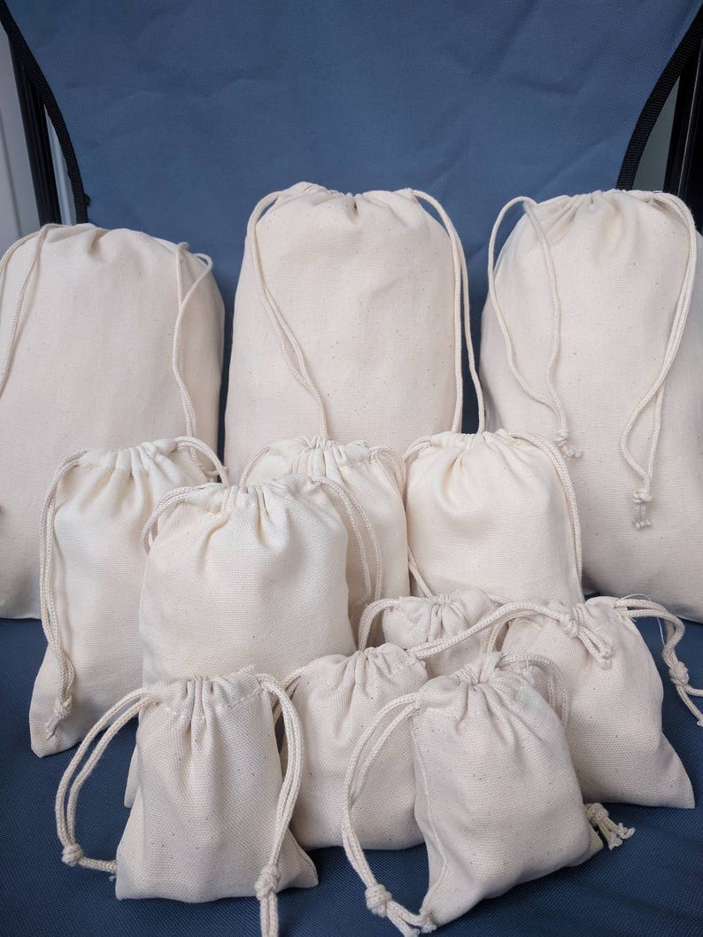 8 x 10 Cotton Canvas Double Drawstring Muslin Bag. Premium Etsy