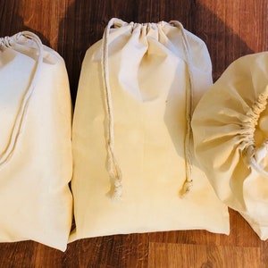 Biglotbags - 3 x 4 Cotton Muslin Bags - Poly Cotton Double Drawstring Premium Quality Eco Friendly Reusable Natural Storage Muslin Bags