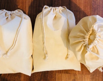 Biglotbags - 12 x 16 Inches Cotton Muslin Bags - Poly Cotton Double Drawstring Premium Quality Reusable Natural Storage Muslin Bags