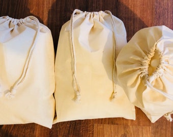 100 Pcs of 3 x 4 Inches Reusable Eco-Friendly Cotton Muslin Bags. Poly Cotton Double Drawstring Premium Quality Cotton Storage Bag.