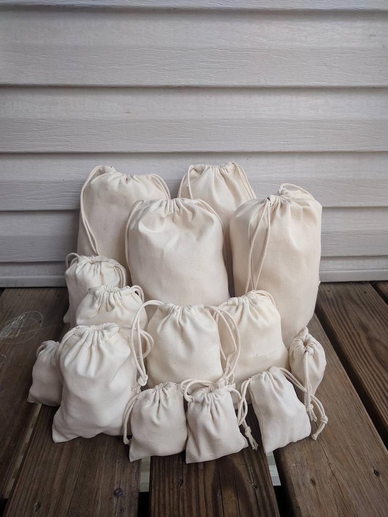 Select Size And Quantity Cotton Canvas Bags Great For Packaging and Storage 100/% Organic Cotton Thick Fabric Premium Quality Bags