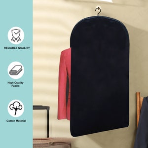 42 Inches Muslin Garment Bag - Black Cotton Garment Bag for Travel and Storage - Perfect for Suits, Dresses and All Your Wardrobe Essentials