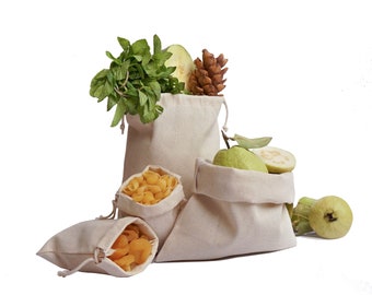 4 x 6 Inches Cotton Canvas Double Drawstring Premium Quality - Premium Quality Cotton Food Storage Bags - Gift & Party Favor Bags - Printed