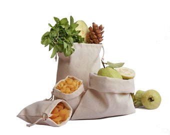 Biglotbags - Cotton Canvas Double Drawstring Premium Quality - Food Storage Bags - Gift & Party Favor Bags