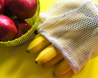 6 x 10 Inches Mesh Produce Bags – Reusable Grocery & Storage Bags for Fruits, Veggies, or Travel – Lightweight and Washable with Drawstring