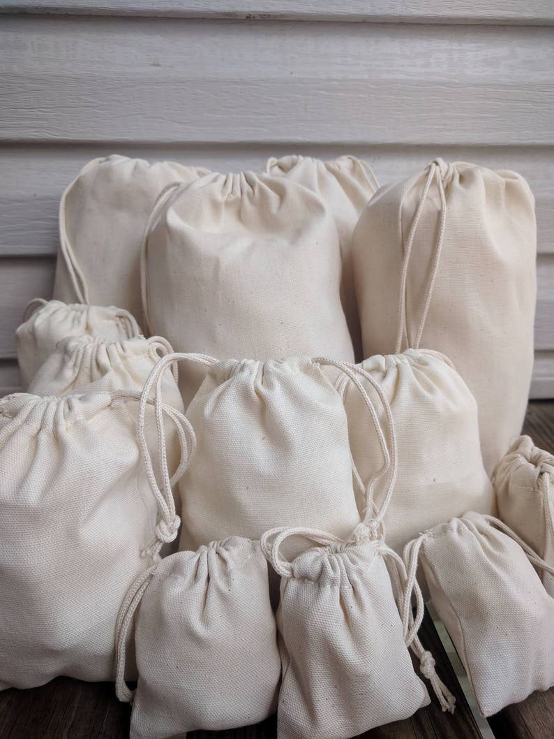 8 x 10 Cotton Canvas Double Drawstring Muslin Bag. Premium Etsy