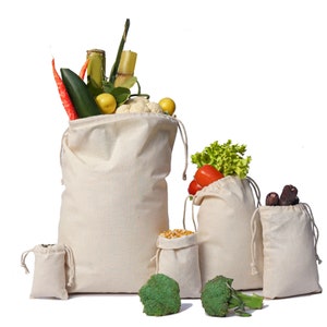 18 x 20 Inches 100% Cotton Muslin Bags, Reusable Double Drawstring Bags, Gift Bags, Craft Bags, Produce Bags, Wedding Favors & Dust Bags