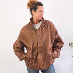 Vintage 80s 90s フェードブラック 短丈 フライトジャケット Vintage leather jacket kids - Gem