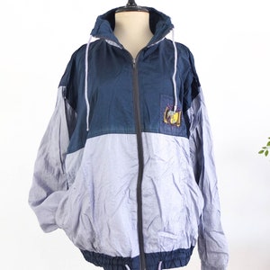 Vintage 90s color block crazy jacket, Vintage blue and gray retro windbreaker, 90s oversized sport jacket, 1990s windbreaker unisex
