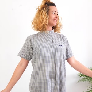 Vintage 80s plaid equestrian shirt, Riding blouse for women, Vintage horse riding button up shirt, True vintage retro equestrian blouse, M