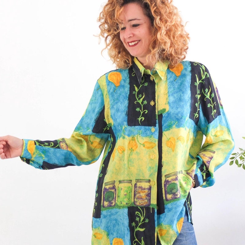 Vintage Bohemian Print Oversized Blouse