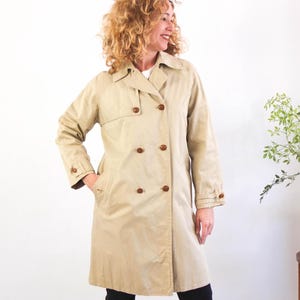 Vintage 90s beige long trench coat, 1990s casual classic trench for women, 90s oversized trench coat, Vintage beige duster trench Size S M
