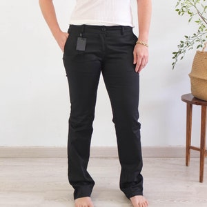 Vintage 00's 90's Y2K Black Low Waist Trousers, 1990s Low Rise