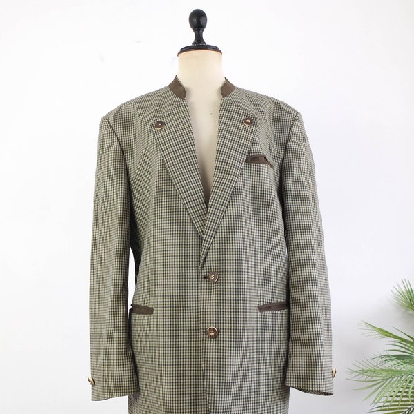 Vintage österreichischer Trachtenwollblazer, 90er Jahre Herren Dirndl Lodenblazerjacke, Vintage deutscher traditioneller Tiroler Blazer, Größe XL - 2XL