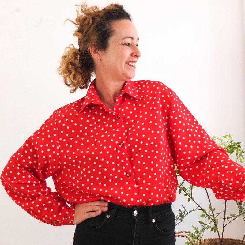 Retro Polka Dot Long Sleeve Shirt
