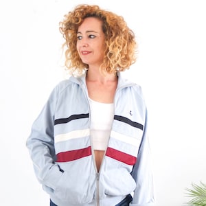 Vintage 80s retro striped track jacket, Vintage color block zip up sweatshirt, 1980s streetwear sport jacket unisex, Size Extra small small