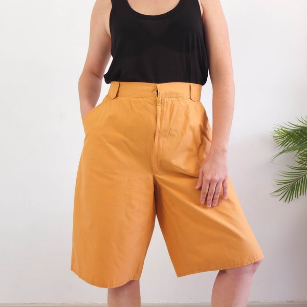 Vintage 90s high waist plus size shorts, 90s cotton pleated shorts women, Burnt orange shorts, 90s high rise shorts size XL, 35" waist