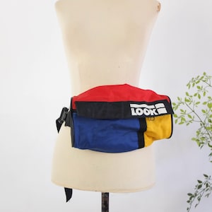 Vintage 1980s fanny pack, 80s color block waist pack, Vintage 80s retro Bum Bag, Grunge indie hip hop large Fanny Pack