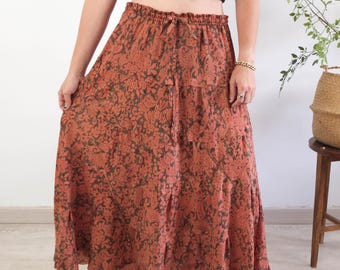 Vintage 90s Indian Broomstick Maxi Skirt, Vintage Indian