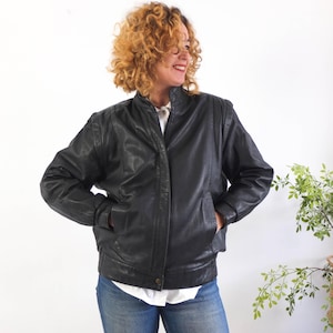 80s Leather Bomber - Etsy
