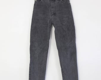 Vintage high rise gray skinny jeans, 90s dark wash slim fit jeans with ankle length, 1990s high waist skinny jeans Size Small Women, 26 27 W