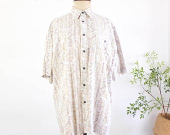 Vintage 90er Jahre abstraktes Kurzarmhemd, 90er Jahre Retro Baumwollhemd, Vintage Grunge Button Up Shirt, Vintage Button Up Oversized Shirt Unisex