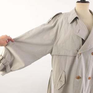 Vintage 90s khaki long trench coat, 1990s casual classic trench for women, 90s oversized trench coat, Vintage light duster trench Size Large image 6