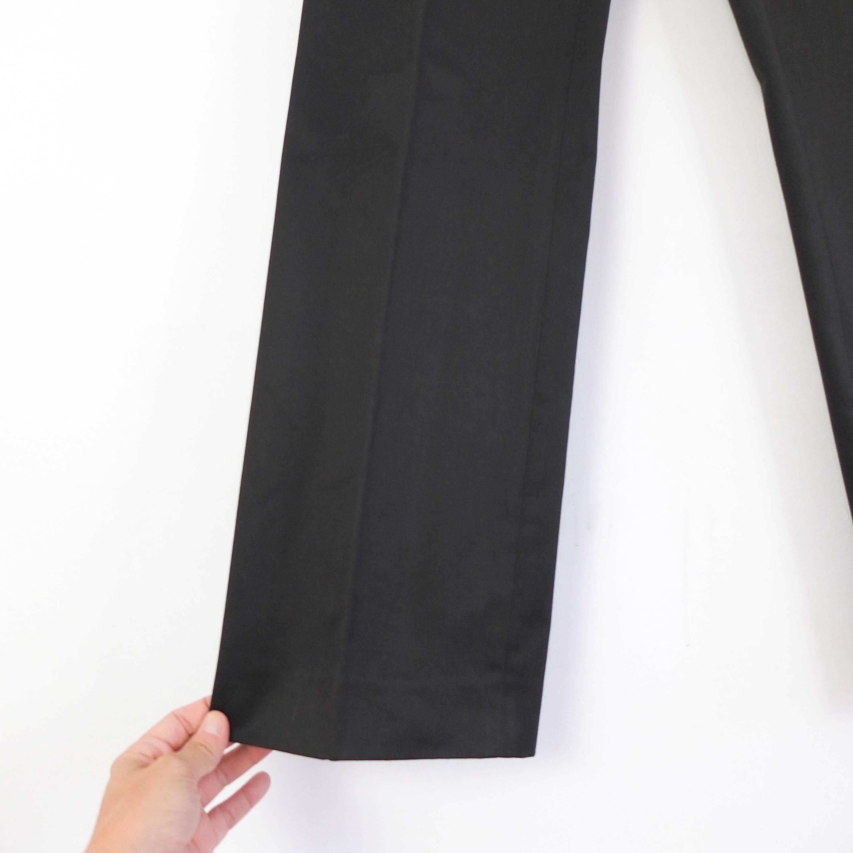 Vintage 90s Black Wide Slacks M, 90s Minimal Straight Leg Trousers