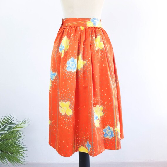 Vintage 80s retro orange high waist skirt, Vintag… - image 8