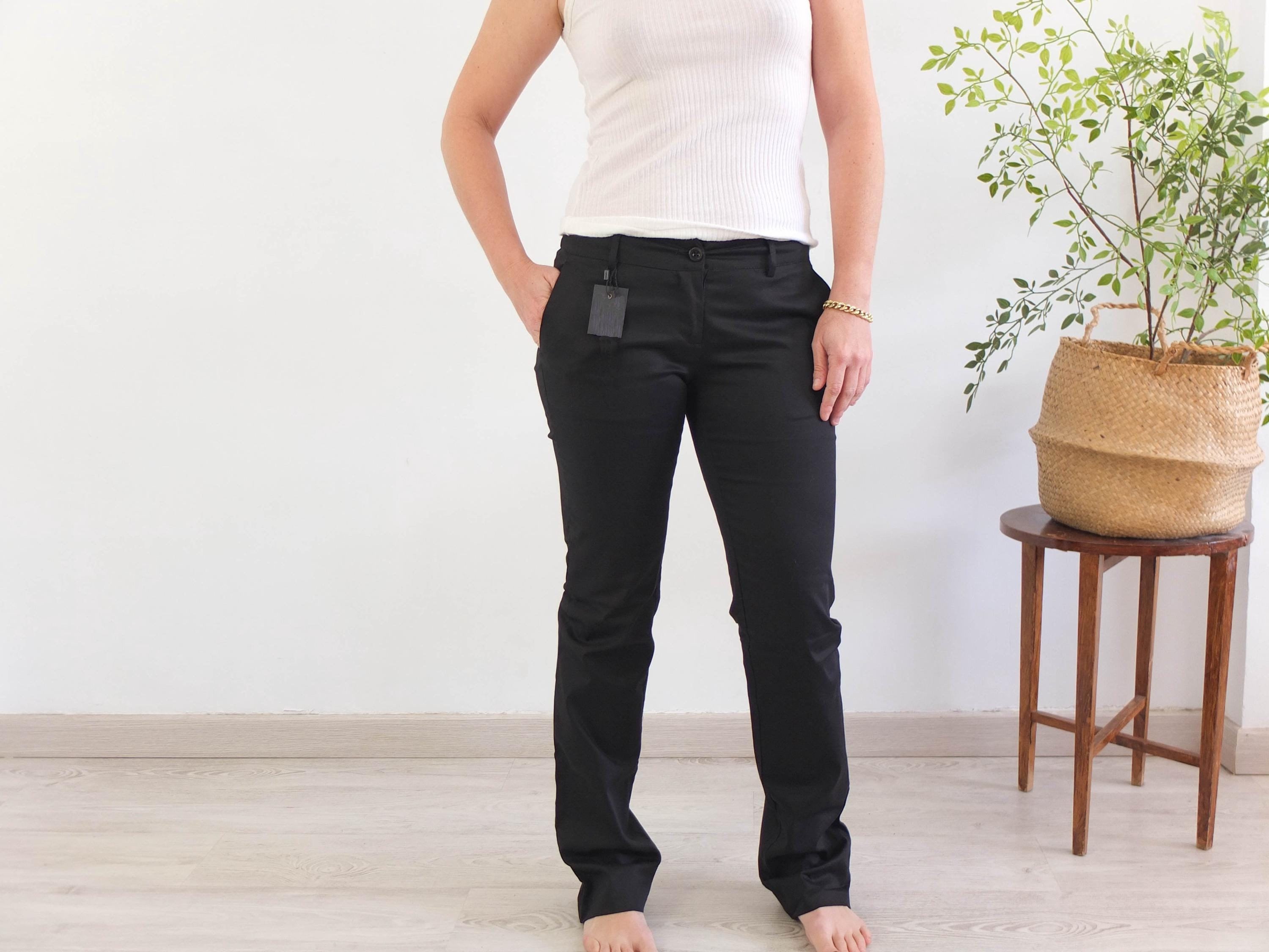 Vintage 00's 90's Y2K Black Low Waist Trousers, 1990s Low Rise
