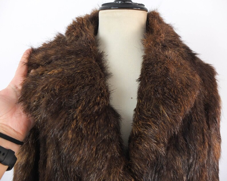 Vintage 80s brown long fur coat, Vintage Real fur coat for women, 80s warm winter fur coat, Luxury 1980s fur coat size Medium Large image 6