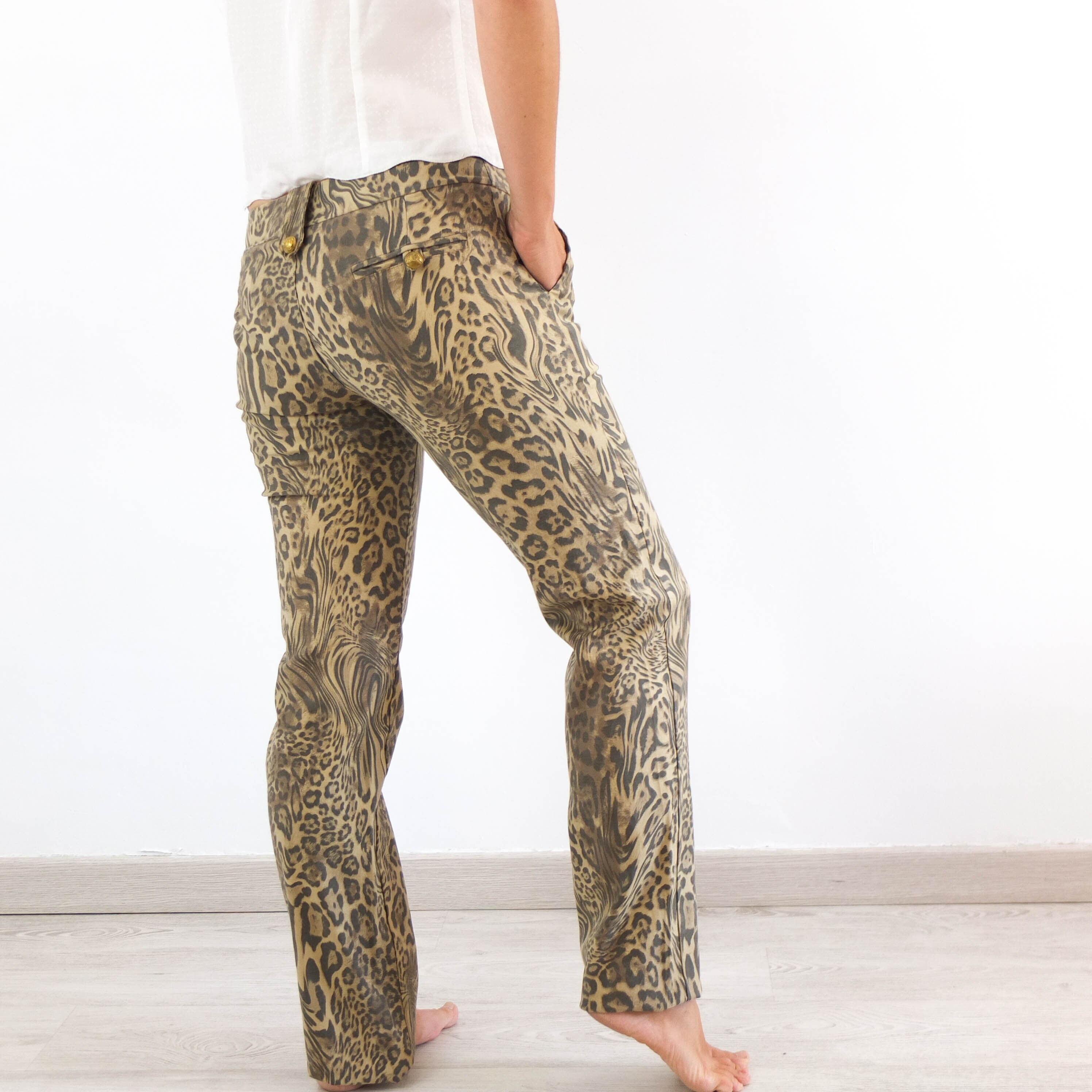 90s leopard pants made in UK